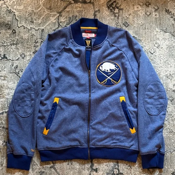 Mitchell & Ness Blue Buffalo Sabres Vintage Sweater Jacket - Picture 4 of 5